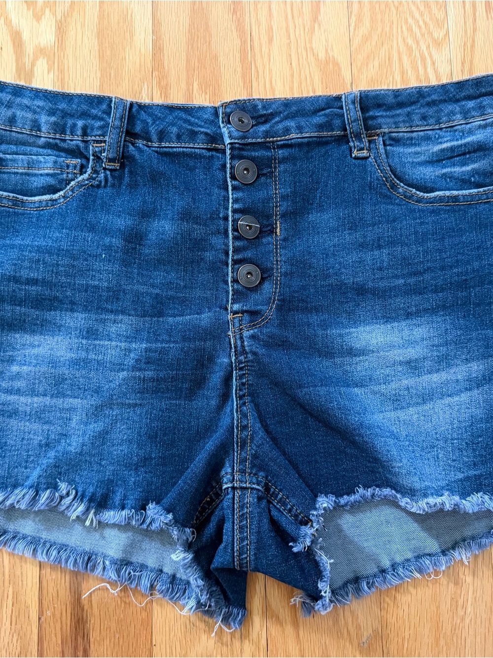 American Rag High-Rise Dark Blue Denim Button-Fly Women’s Jean Shorts Size  15